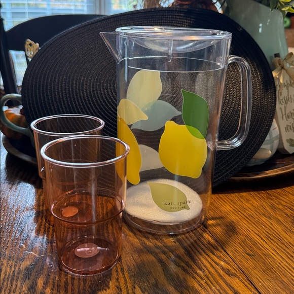 Kate Spade Lemon Pitcher and 2 Cups
Set - Acrylic NEW! - Picture 2 of 6